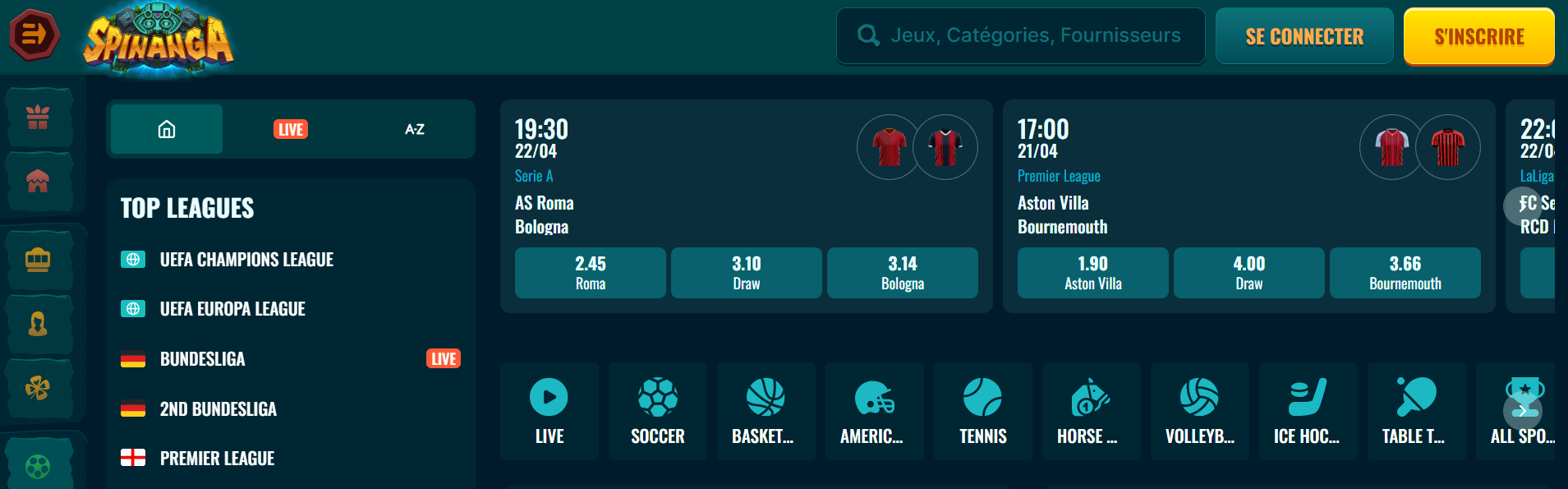 Paris Sportifs SPINANGA CASINO EN LIGNE